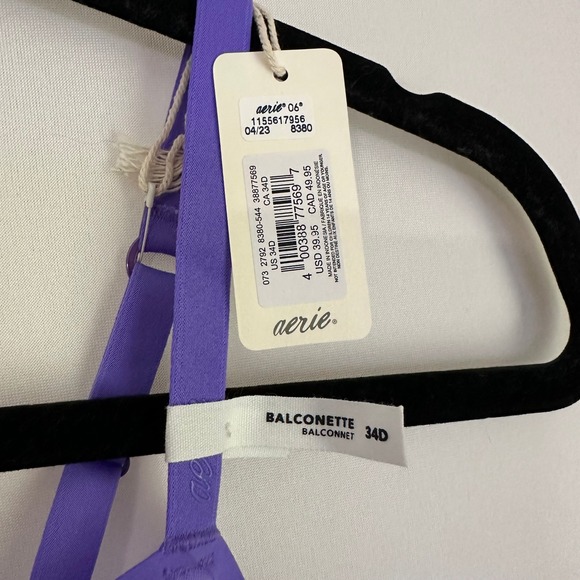NWT Aerie Balconette Bra‎ Sheer Mesh Unlined Adjustable Straps Purple 34D - Picture 3 of 4